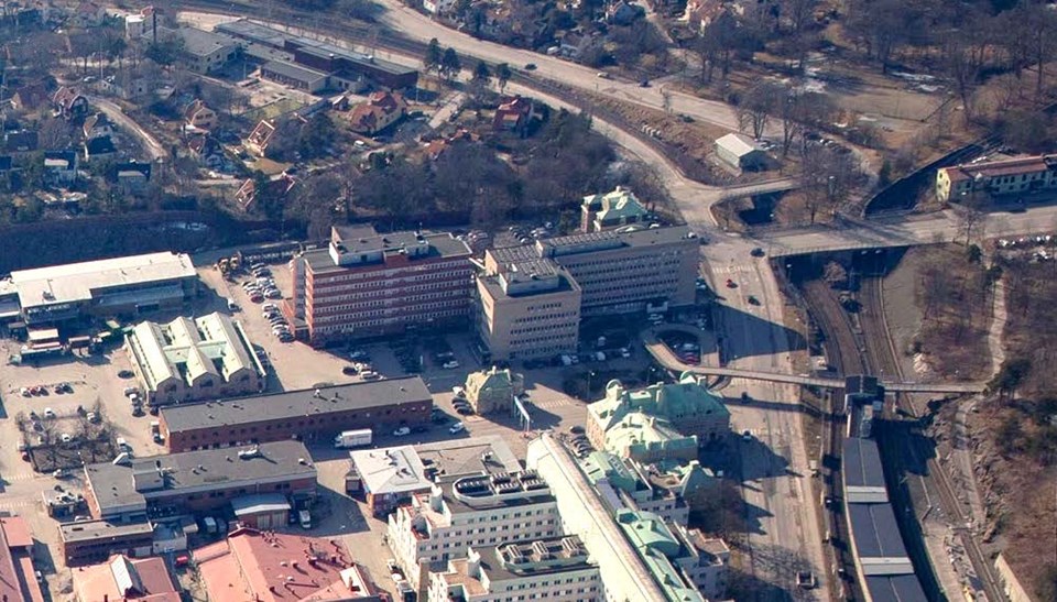 Flygbild över Slakthusområdet, etapp 5a Parkhuskvarteren